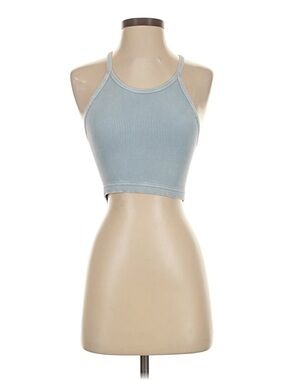 FP Movement by Free People Ribbed High Neck Crop Tank in Light Blue
